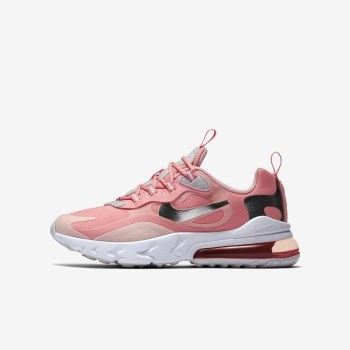 Nike Air Max 270 React - Nagyobb Gyerek Utcai Cipő - Korall/Fehér/Rózsaszín/Fehér